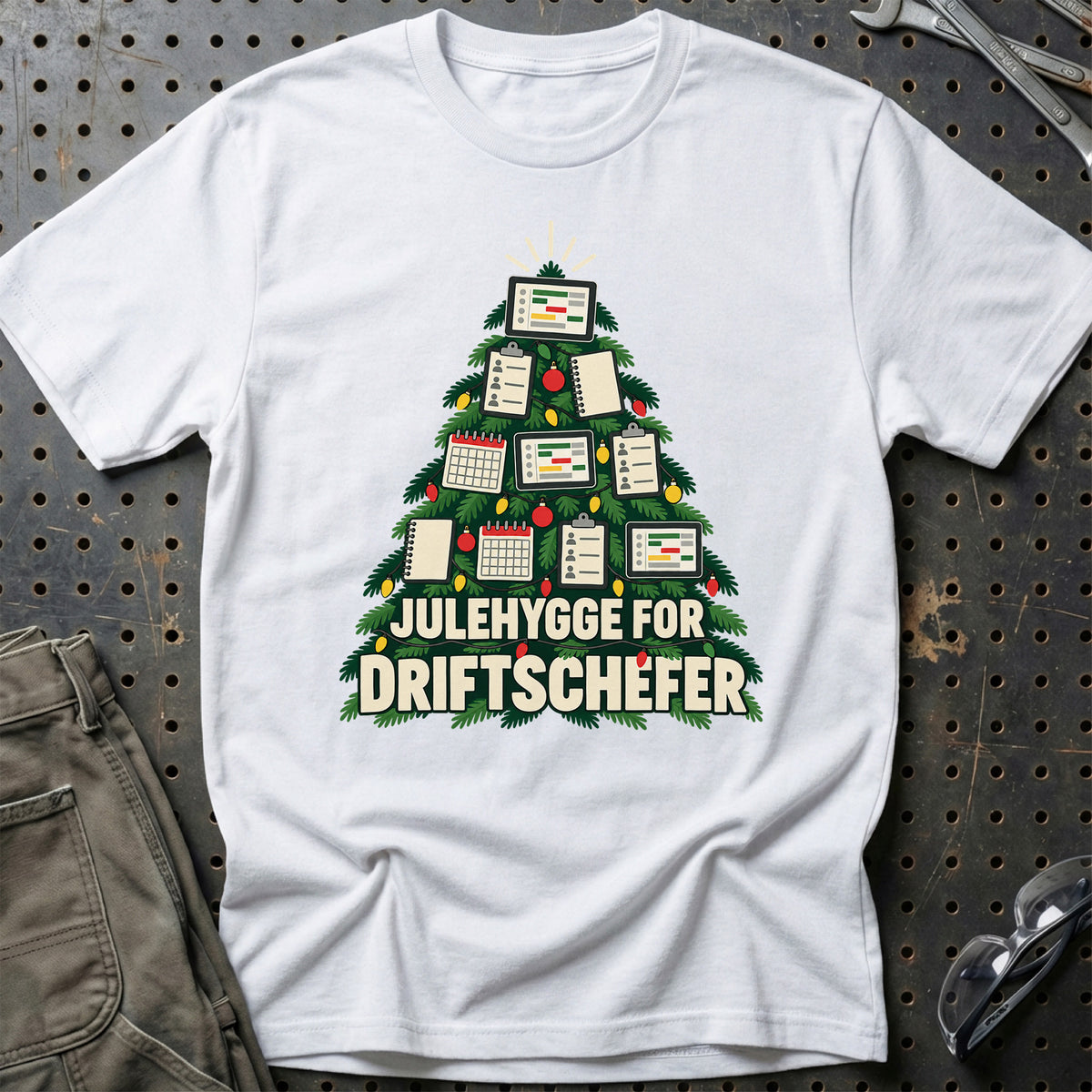 
Driftschef – Julehygge – Unisex T-Shirt – Hvid