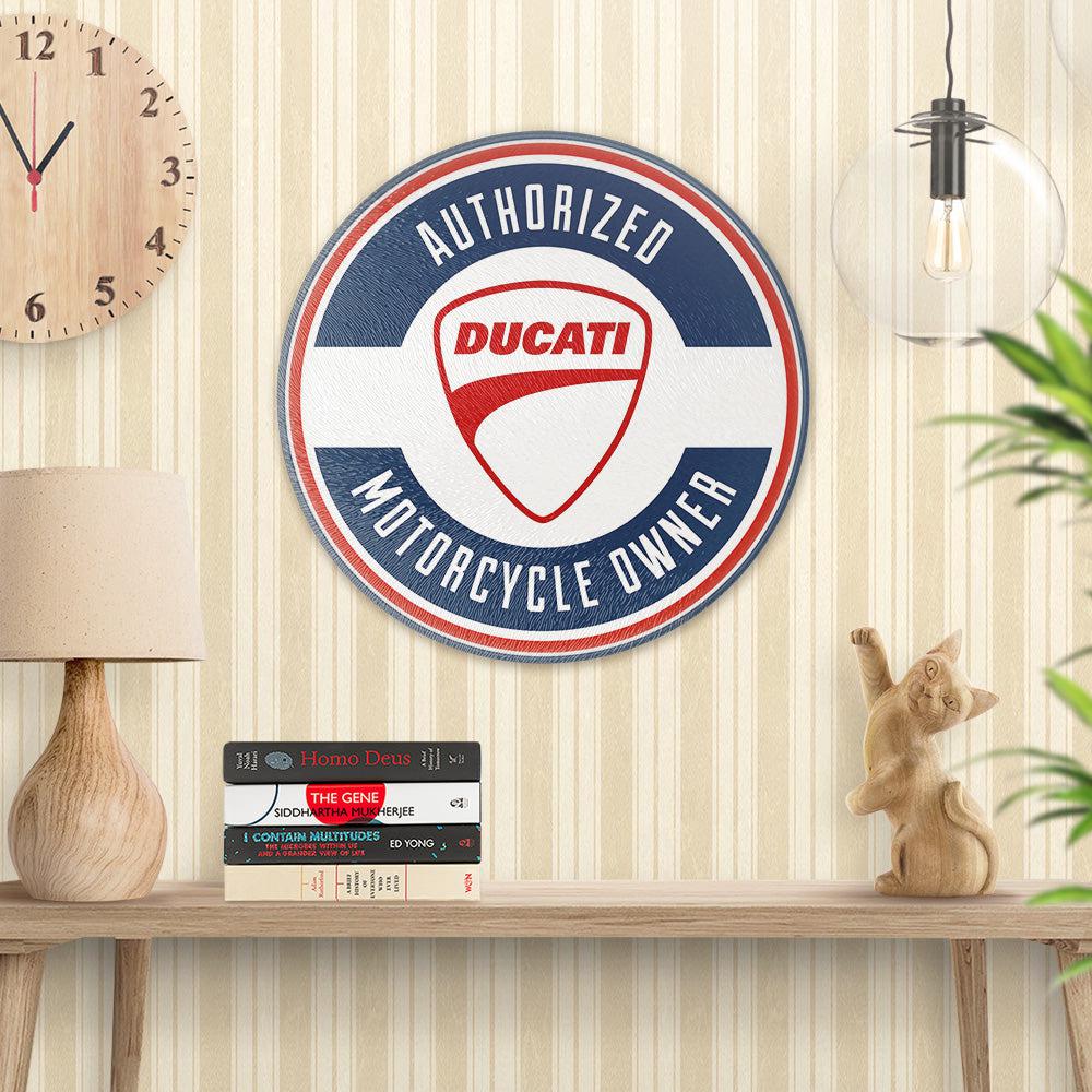 Ducati Authorized Motorcycle Owner, Runde Skilte , Musemåtte Rundt , Kop Underlag, Underlagssæt-Runde Skilte-Ducati-Garage Culture Shop- garage - man cave - merchandise