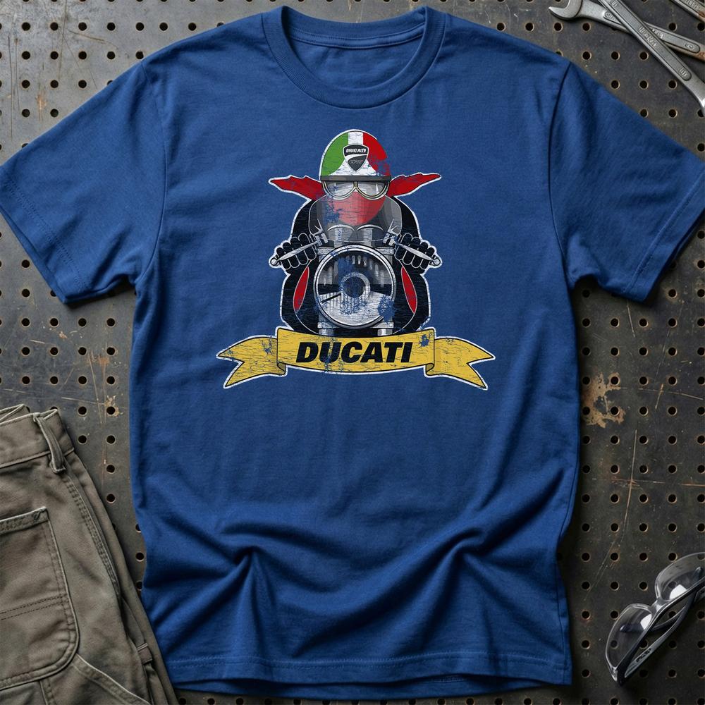 Ducati Biker Vintage Style T-Shirt-Beklædning-Ducati-Blå Royal-S-Garage Culture Shop- garage - man cave - merchandise