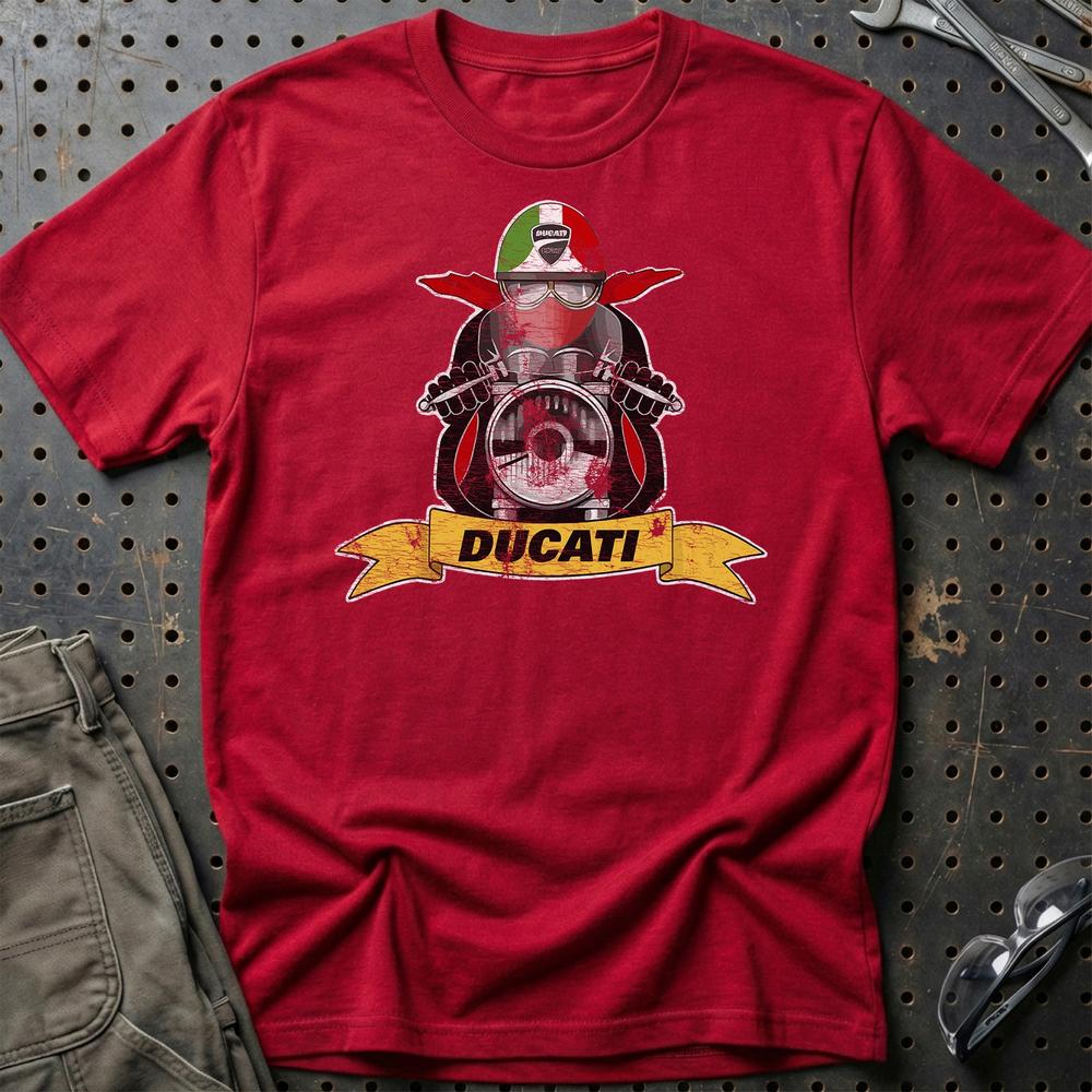 Ducati Biker Vintage Style T-Shirt-Beklædning-Ducati-Rød-S-Garage Culture Shop- garage - man cave - merchandise