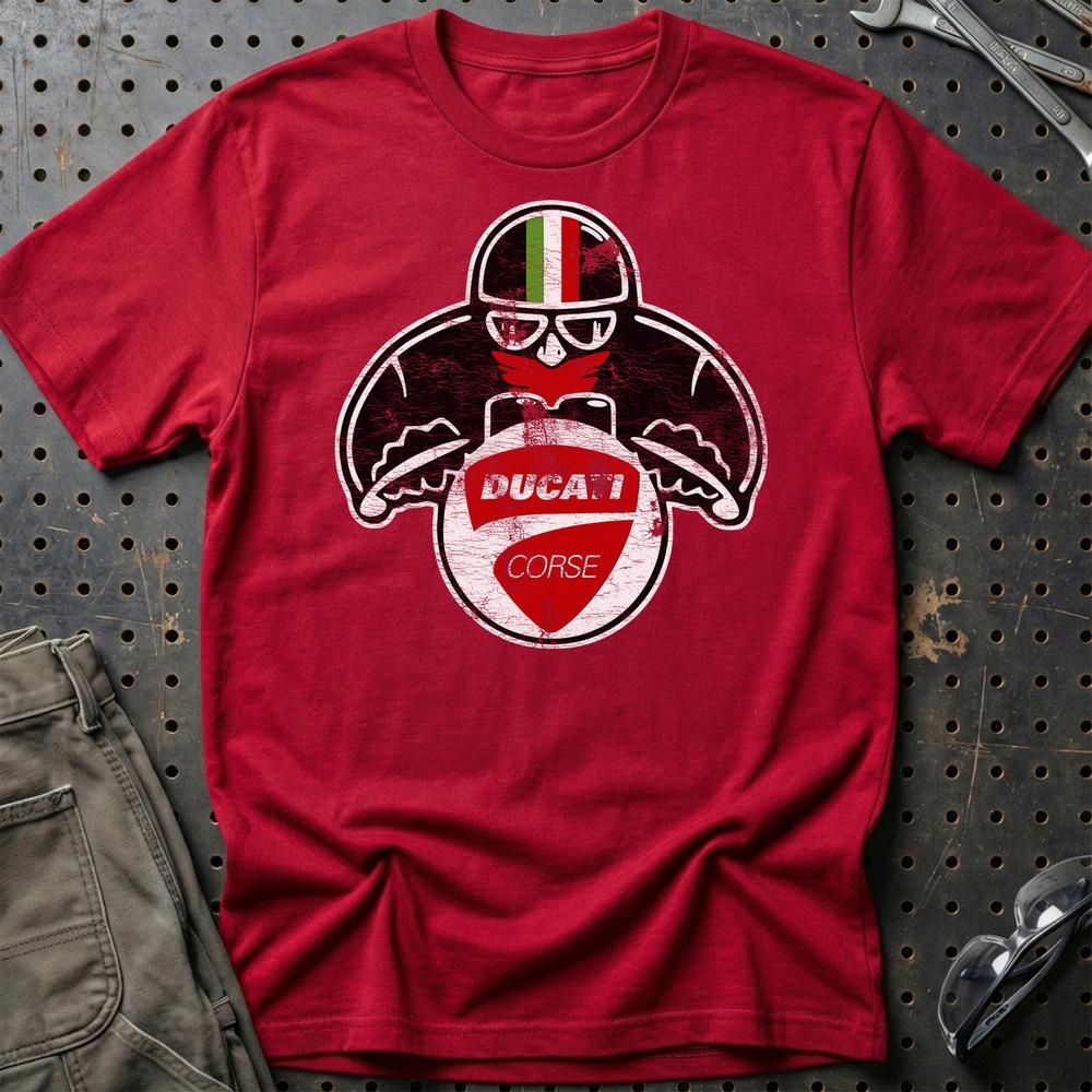 Ducati Biker Vintage Style T-Shirt-Beklædning-Ducati-Rød-S-Garage Culture Shop- garage - man cave - merchandise