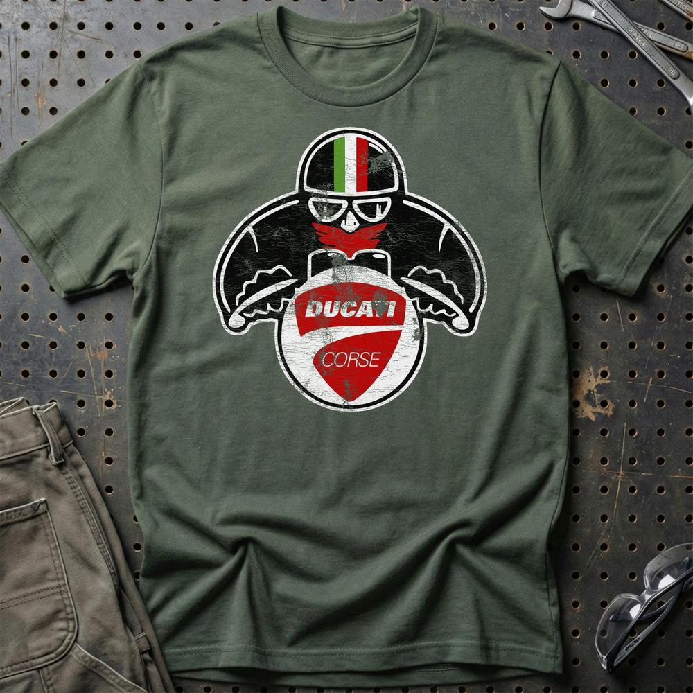 Ducati Biker Vintage Style T-Shirt-Beklædning-Ducati-Grøn Militær-S-Garage Culture Shop- garage - man cave - merchandise