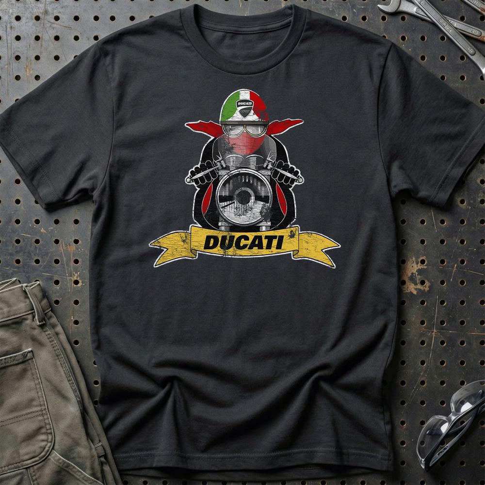 Ducati Biker Vintage Style T-Shirt-Beklædning-Ducati-Sort-S-Garage Culture Shop- garage - man cave - merchandise