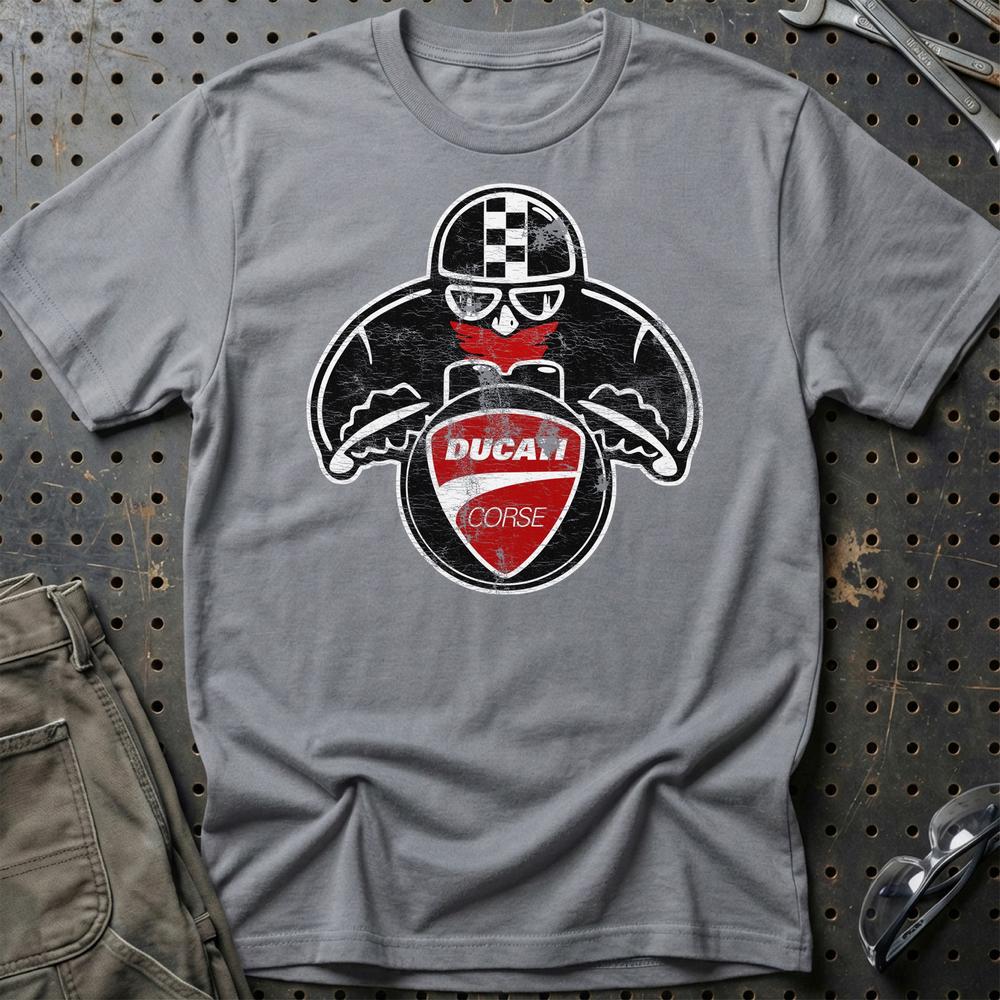 Ducati Biker Vintage Style Unisex T-Shirt , Bomuld-Beklædning-Ducati-Grå Sport-S-Garage Culture Shop- garage - man cave - merchandise