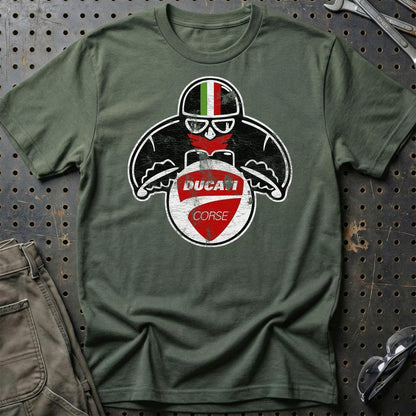 Ducati Biker Vintage Style Unisex T-Shirt , Bomuld-Beklædning-Ducati-Grøn Militær-S-Garage Culture Shop- garage - man cave - merchandise