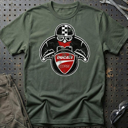 Ducati Biker Vintage Style Unisex T-Shirt , Bomuld-Beklædning-Ducati-Grøn Militær-S-Garage Culture Shop- garage - man cave - merchandise
