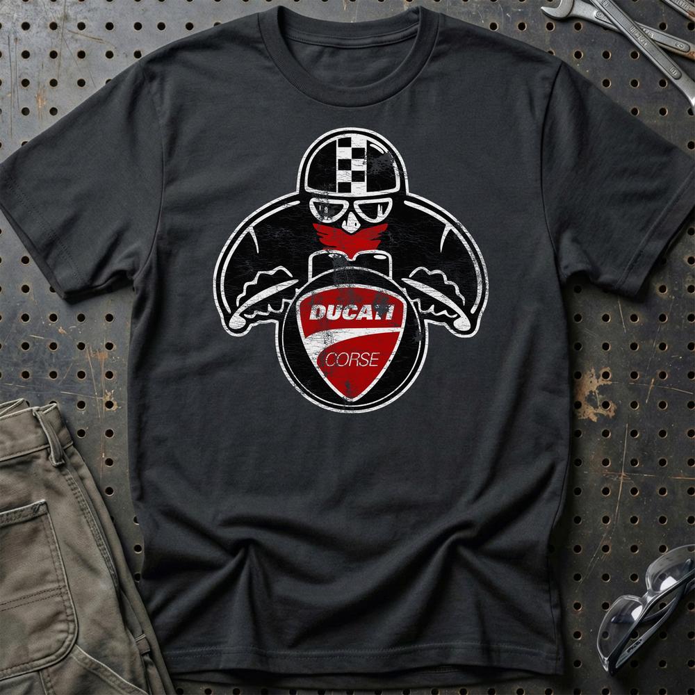 Ducati Biker Vintage Style Unisex T-Shirt , Bomuld-Beklædning-Ducati-Sort-S-Garage Culture Shop- garage - man cave - merchandise
