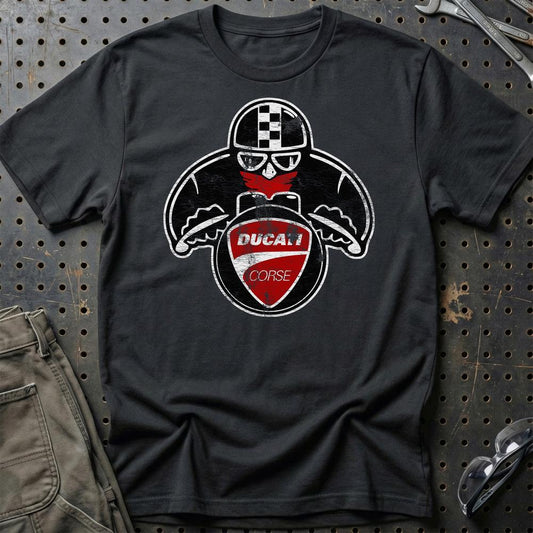 Ducati Biker Vintage Style Unisex T-Shirt , Bomuld-Beklædning-Ducati-Sort-S-Garage Culture Shop- garage - man cave - merchandise