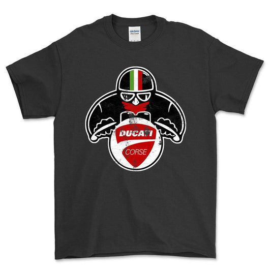 Ducati Biker Vintage Style Unisex T-Shirt , Bomuld-Beklædning-Ducati-Sort-S-Forside-Garage Culture Shop- garage - man cave - merchandise