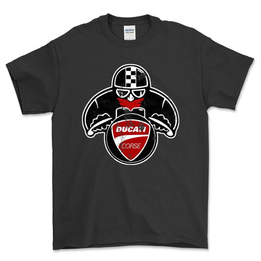 Ducati Biker Vintage Style Unisex T-Shirt , Bomuld-Beklædning-Ducati-Sort-S-Forside-Garage Culture Shop- garage - man cave - merchandise