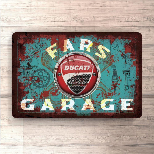 Ducati Fars Garage Vintage Skilte, Musemåtte, Dørmåtte , Plakat-Skilte-Ducati-Garage Culture Shop- garage - man cave - merchandise
