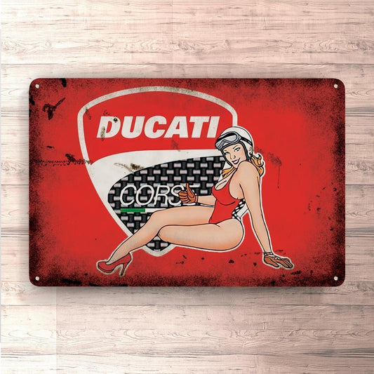 Ducati Pin-Up Vintage Skilte, Musemåtte, Dørmåtte-Skilte-Ducati-Garage Culture Shop- garage - man cave - merchandise