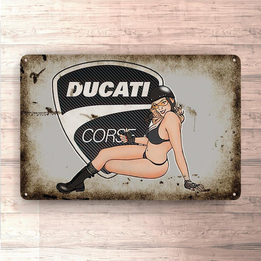 Ducati Pin-Up Vintage Skilte, Musemåtte, Dørmåtte-Skilte-Ducati-Garage Culture Shop- garage - man cave - merchandise