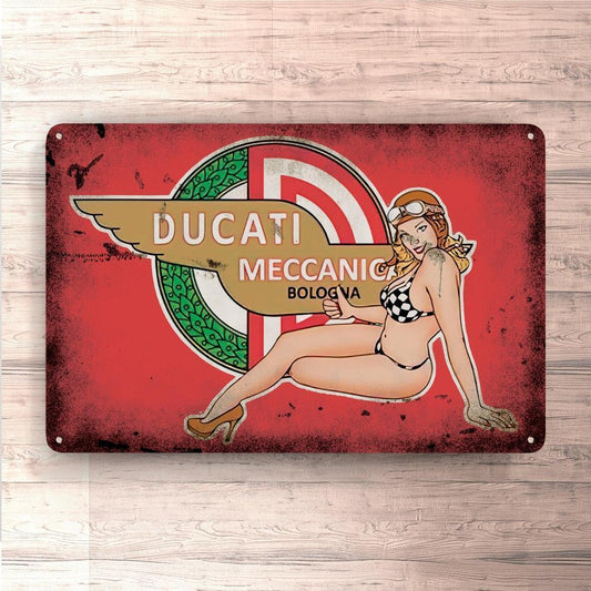 Ducati Pin-Up Vintage Skilte, Musemåtte, Dørmåtte-Skilte-Ducati-Garage Culture Shop- garage - man cave - merchandise