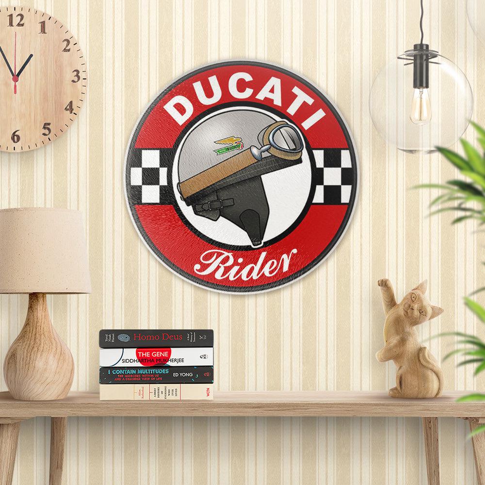 Ducati Rider Runde Skilte , Musemåtte Rundt , Kop Underlag, Underlagssæt-Runde Skilte-Ducati-Garage Culture Shop- garage - man cave - merchandise