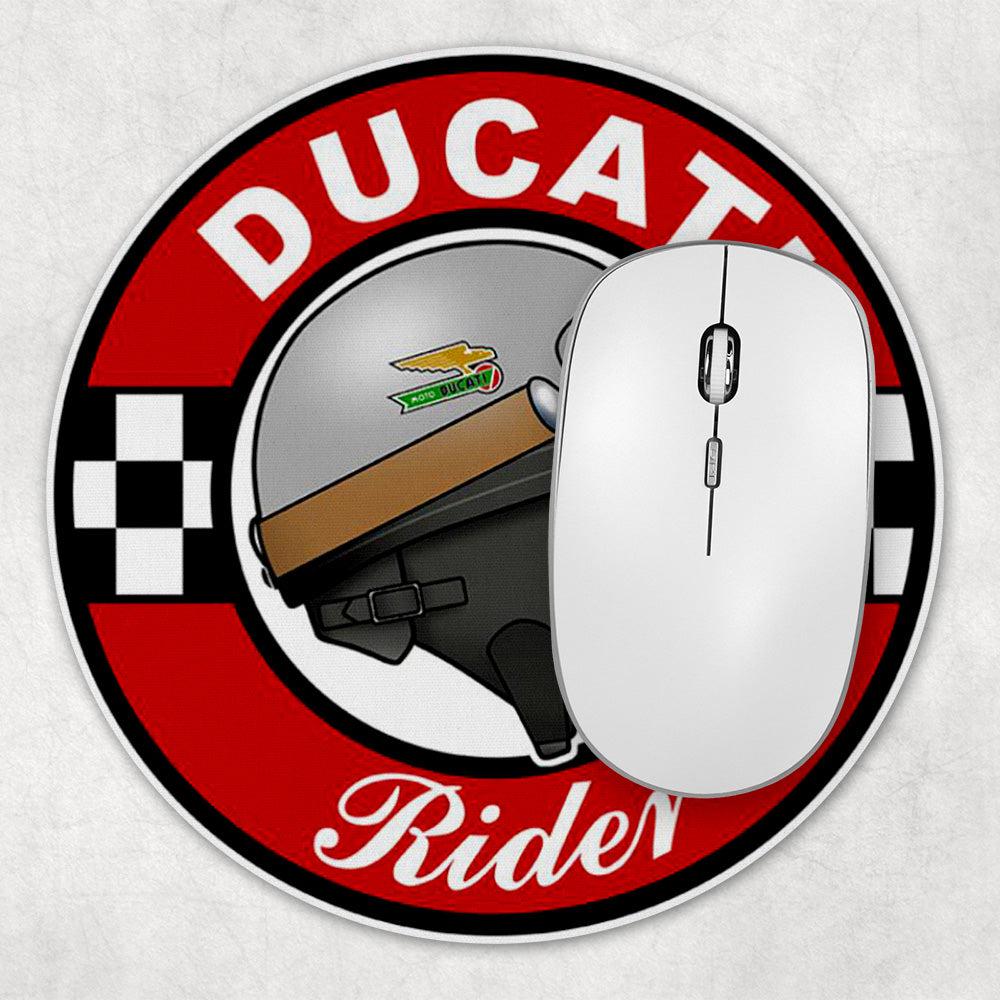 Ducati Rider Runde Skilte , Musemåtte Rundt , Kop Underlag, Underlagssæt-Runde Skilte-Ducati-Garage Culture Shop- garage - man cave - merchandise