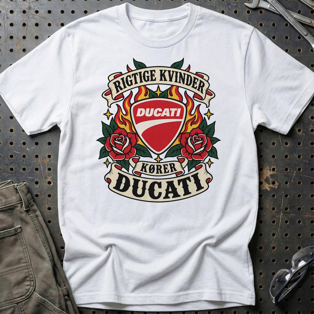 
Produktbillede af Ducati Rigtige Kvinder Kører – Roser og Flammer T-Shirt