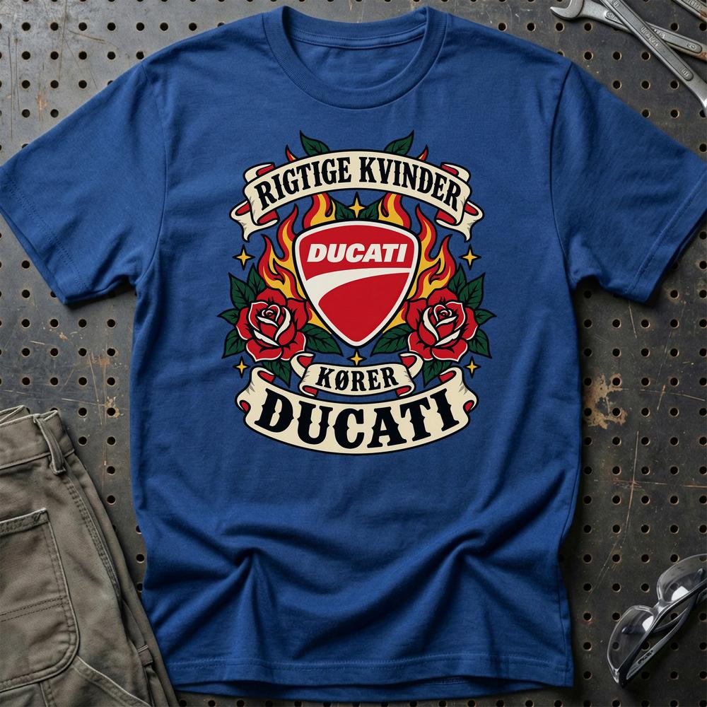 
Produktbillede af Ducati Rigtige Kvinder Kører – Roser og Flammer T-Shirt