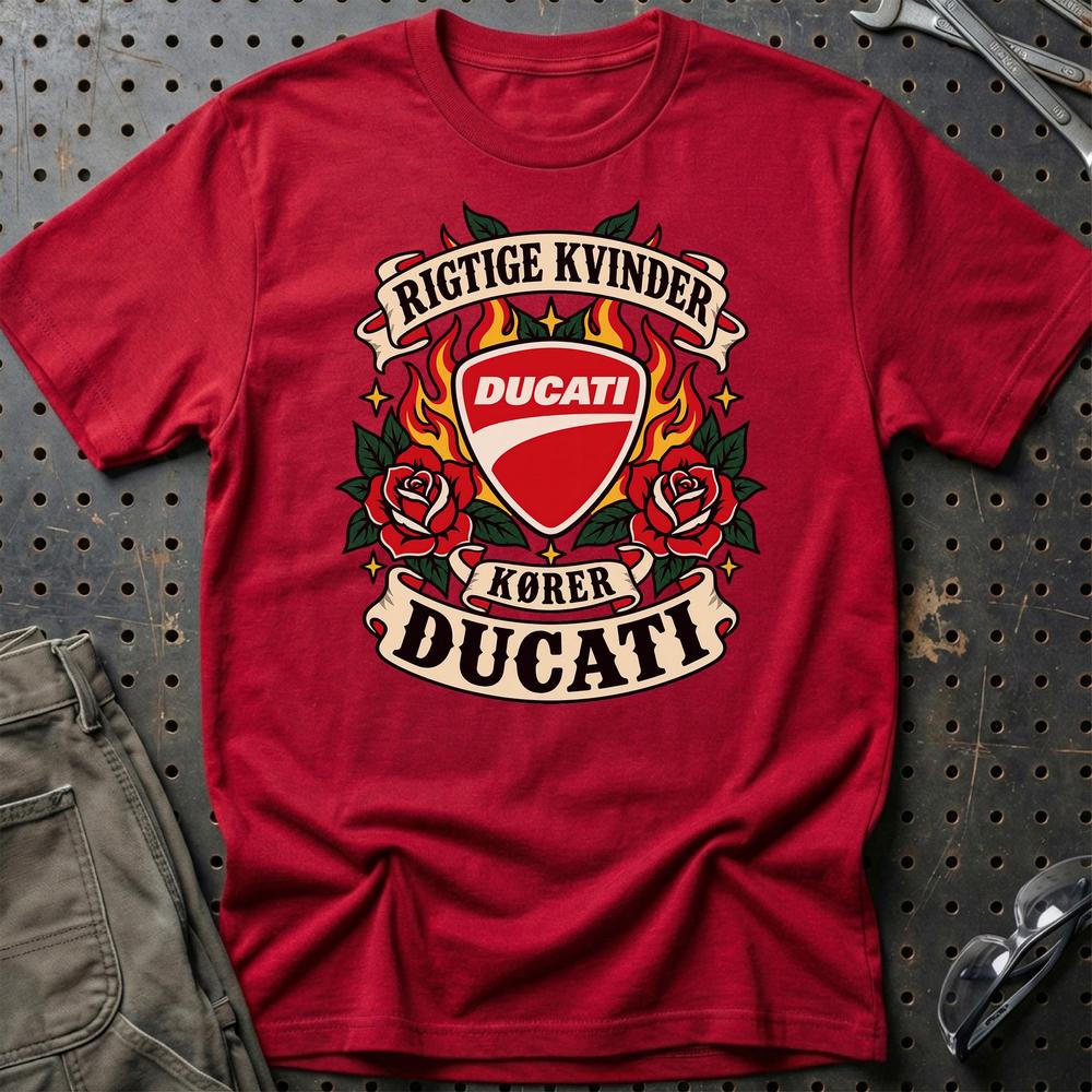 
Produktbillede af Ducati Rigtige Kvinder Kører – Roser og Flammer T-Shirt