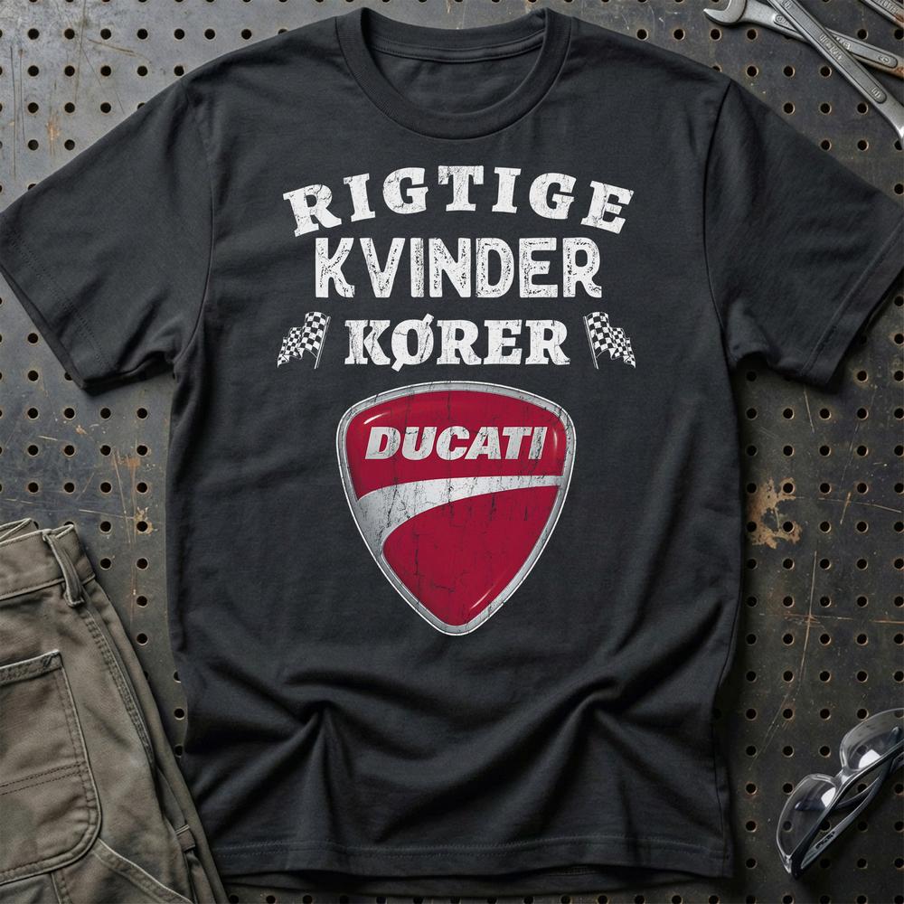 Ducati Rigtige Kvinder Kører T-Shirt-Beklædning-Ducati-Sort-S-Garage Culture Shop- garage - man cave - merchandise