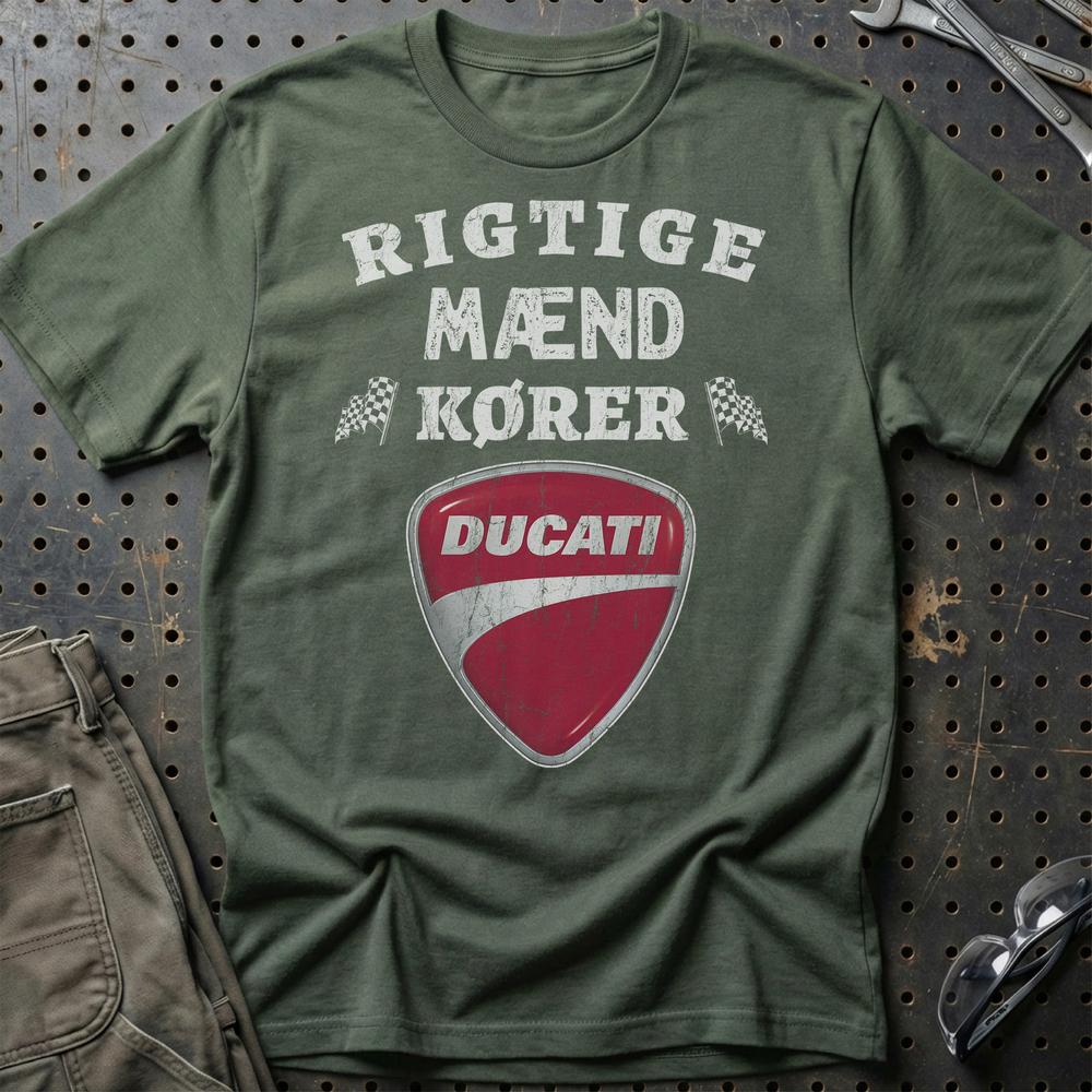Ducati Rigtige Mænd Kører - Unisex T-Shirt , Bomuld-Beklædning-Ducati-Garage Culture Shop- garage - man cave - merchandise