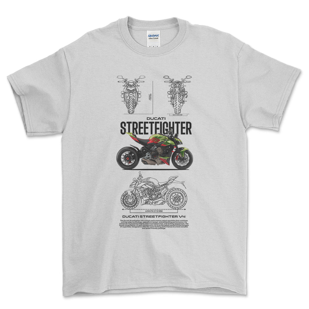 Ducati Streetfighter Unisex T-Shirt , Bomuld-Beklædning-Ducati-Hvid-S-Forside-Garage Culture Shop- garage - man cave - merchandise