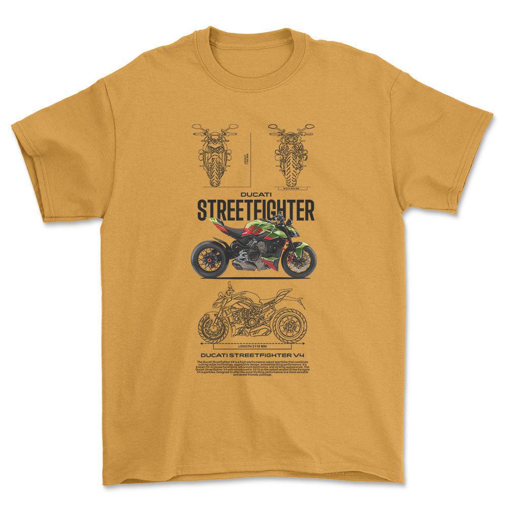 Ducati Streetfighter Unisex T-Shirt , Bomuld-Beklædning-Ducati-Guld-S-Forside-Garage Culture Shop- garage - man cave - merchandise