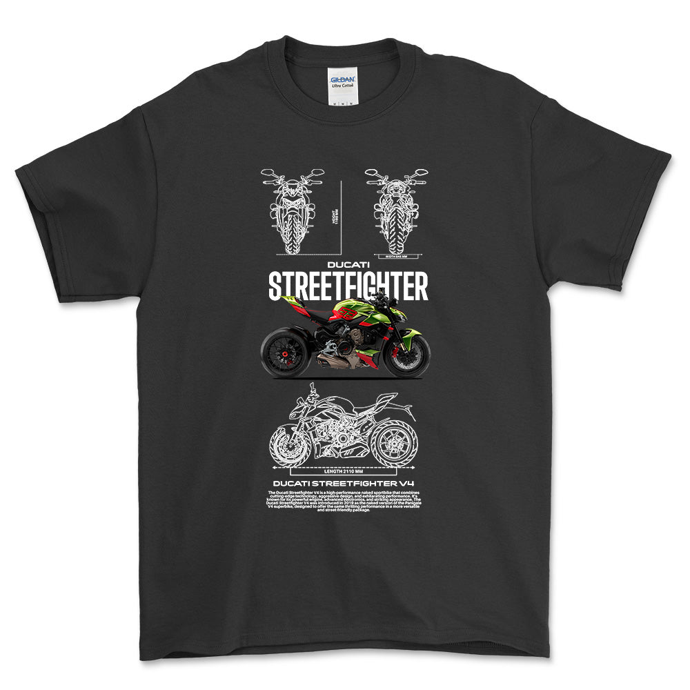 Ducati Streetfighter Unisex T-Shirt , Bomuld-Beklædning-Ducati-Sort-S-Forside-Garage Culture Shop- garage - man cave - merchandise
