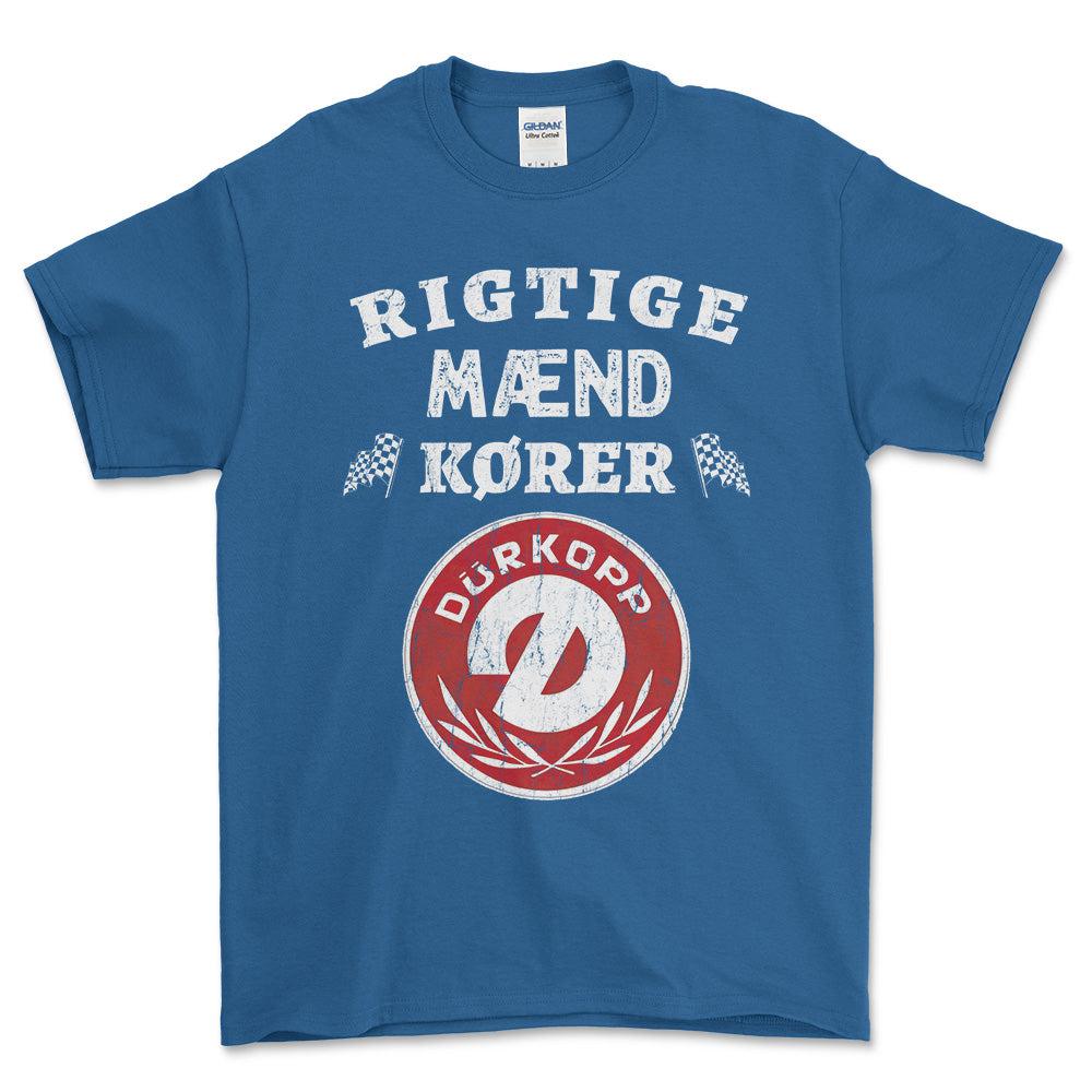 Durkopp Rigtige Mænd Kører - Unisex T-Shirt , Bomuld-Beklædning-Dürkopp-Blå Royal-S-Forside-Garage Culture Shop- garage - man cave - merchandise
