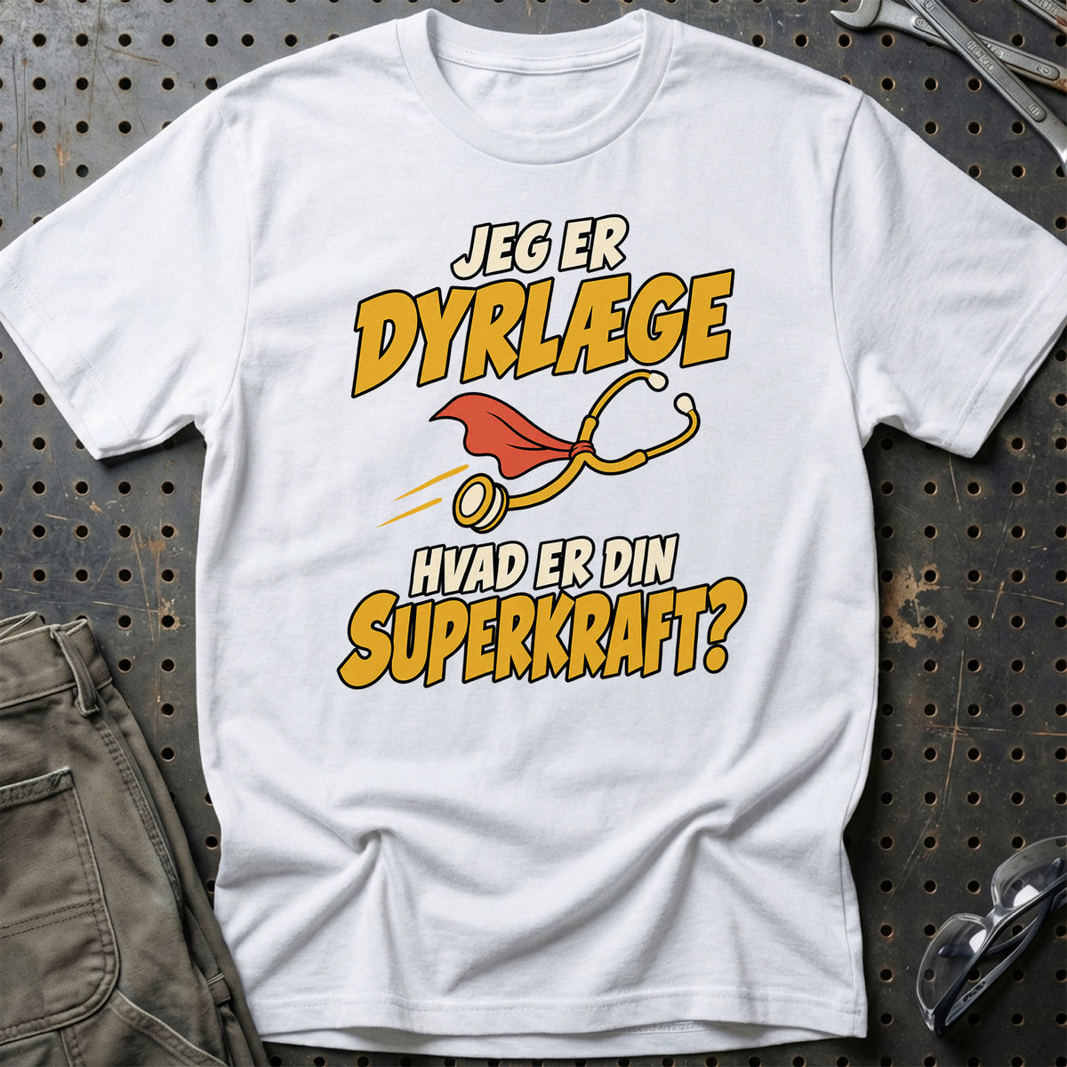 
Dyrlæge – Hvad er din superkraft? – Unisex T-Shirt – Hvid