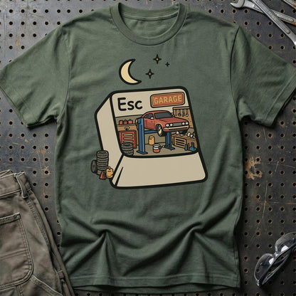 ESC Til Garage - Unisex T-Shirt , Bomuld-Beklædning-Garage Culture-Grøn Militær-S-Garage Culture Shop- garage - man cave - merchandise