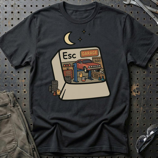 ESC Til Garage - Unisex T-Shirt , Bomuld-Beklædning-Garage Culture-Sort-S-Garage Culture Shop- garage - man cave - merchandise