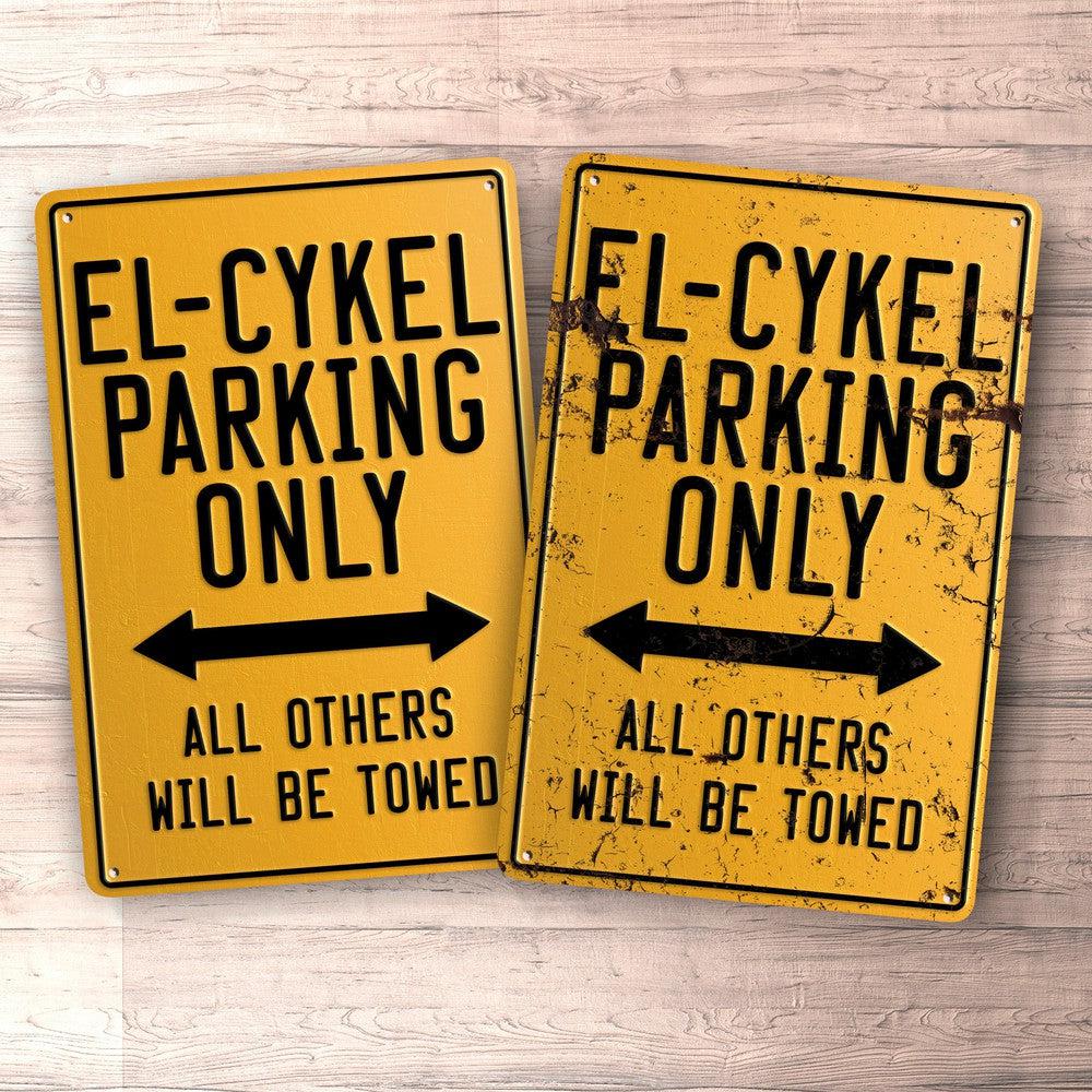 El - Cykel Parking Only Skilte, Musemåtte, Dørmåtte , Plakat-Parking skilte-El-Garage Culture Shop- garage - man cave - merchandise