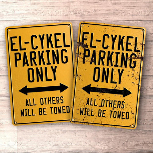 El - Cykel Parking Only Skilte, Musemåtte, Dørmåtte , Plakat-Parking skilte-El-Garage Culture Shop- garage - man cave - merchandise