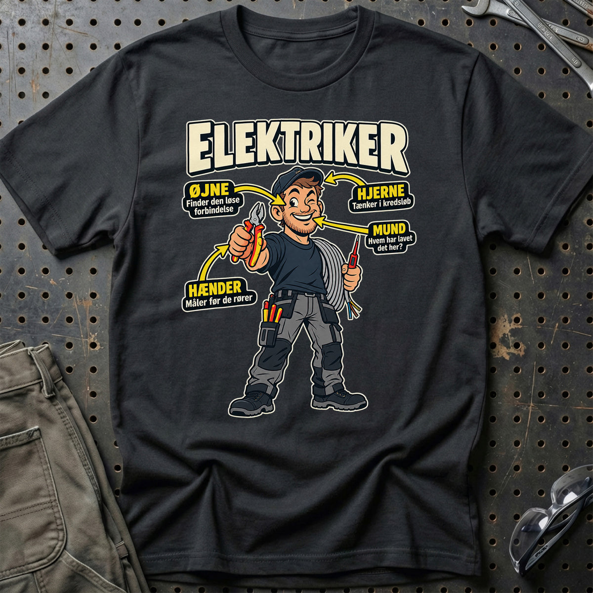 Elektriker – Anatomi T-Shirt – Sort