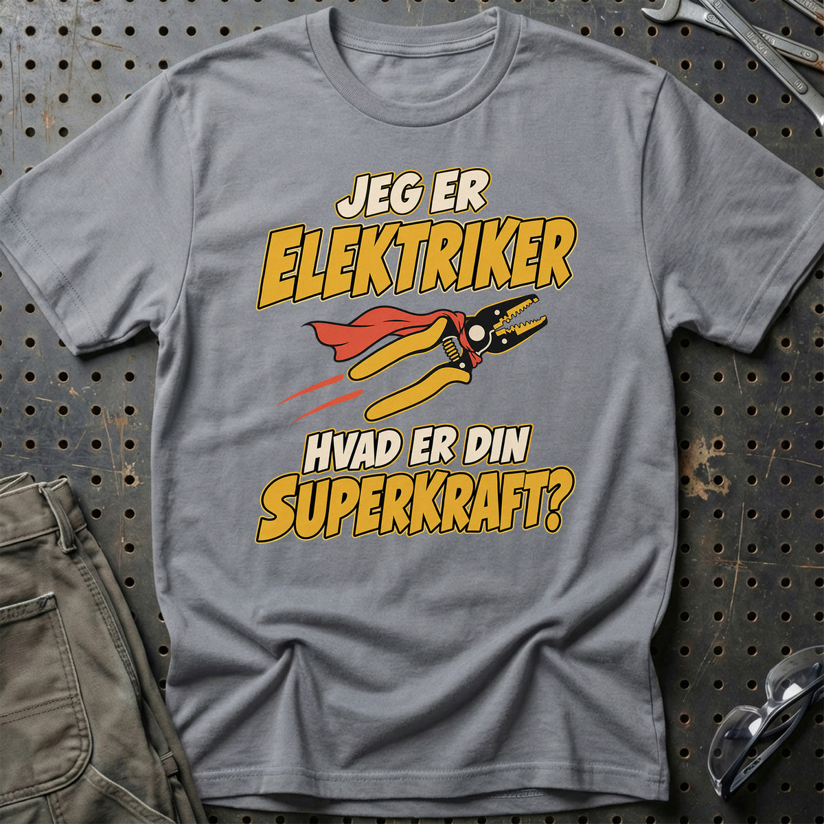 
Elektriker – Hvad er din superkraft? – Unisex T-Shirt – Grå Sport