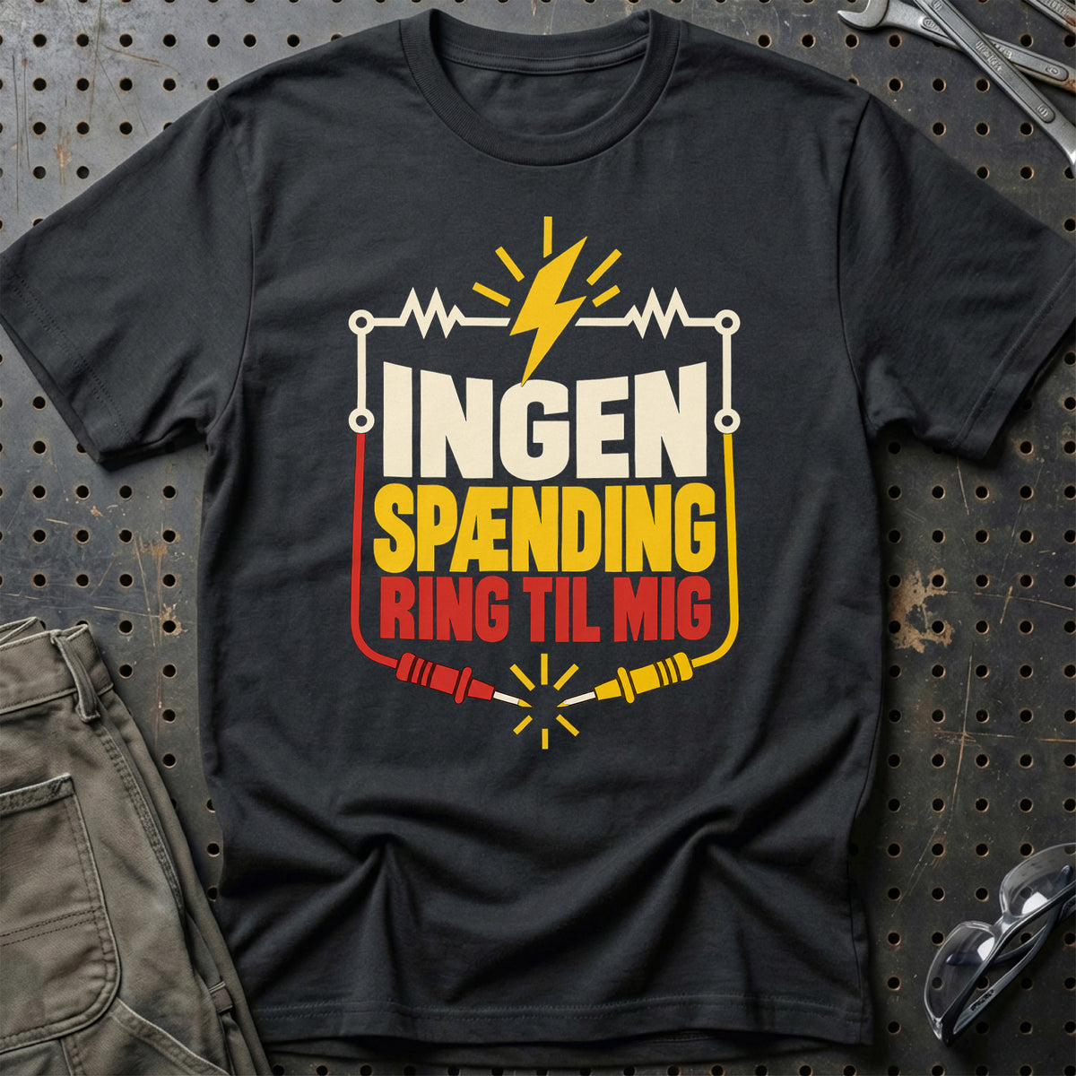 
Elektriker – Ingen spænding, ring til mig – Unisex T-Shirt – Sort