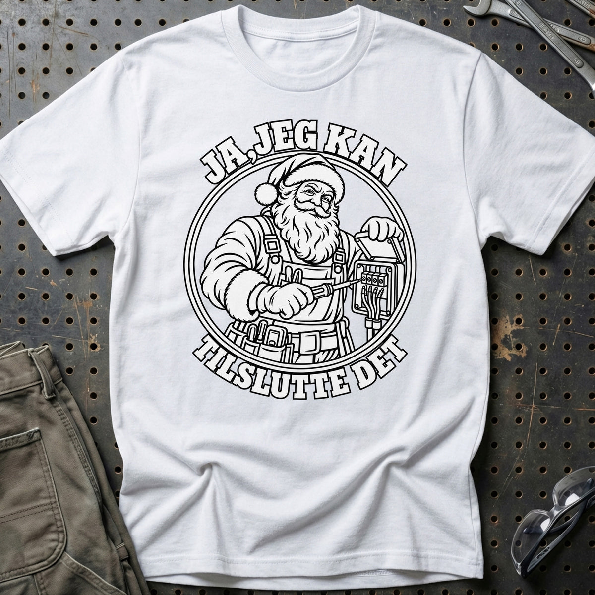 
Elektriker – Santa Kan Det – Jul T-Shirt – Hvid