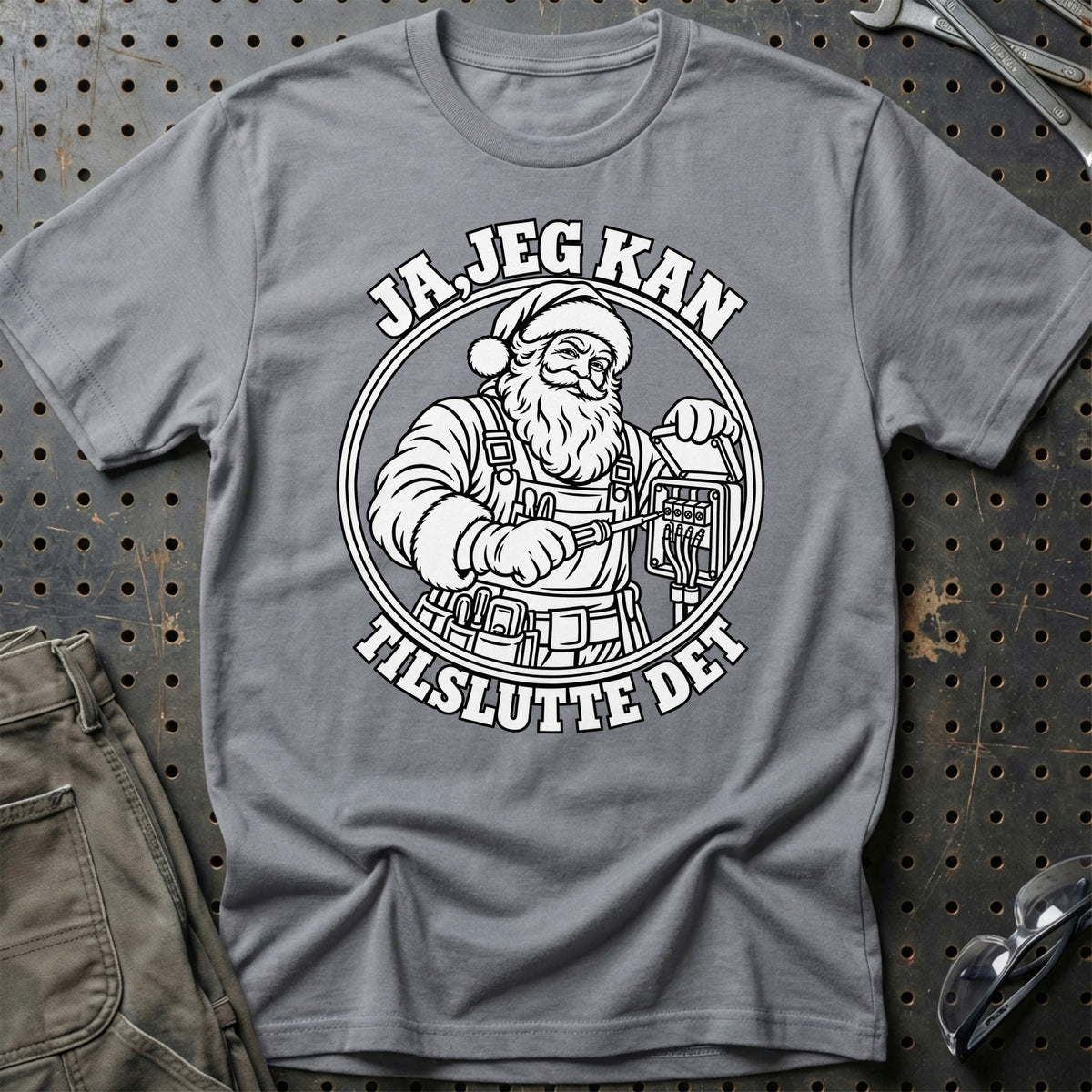 
Elektriker – Santa Kan Det – Jul T-Shirt – Grå Sport