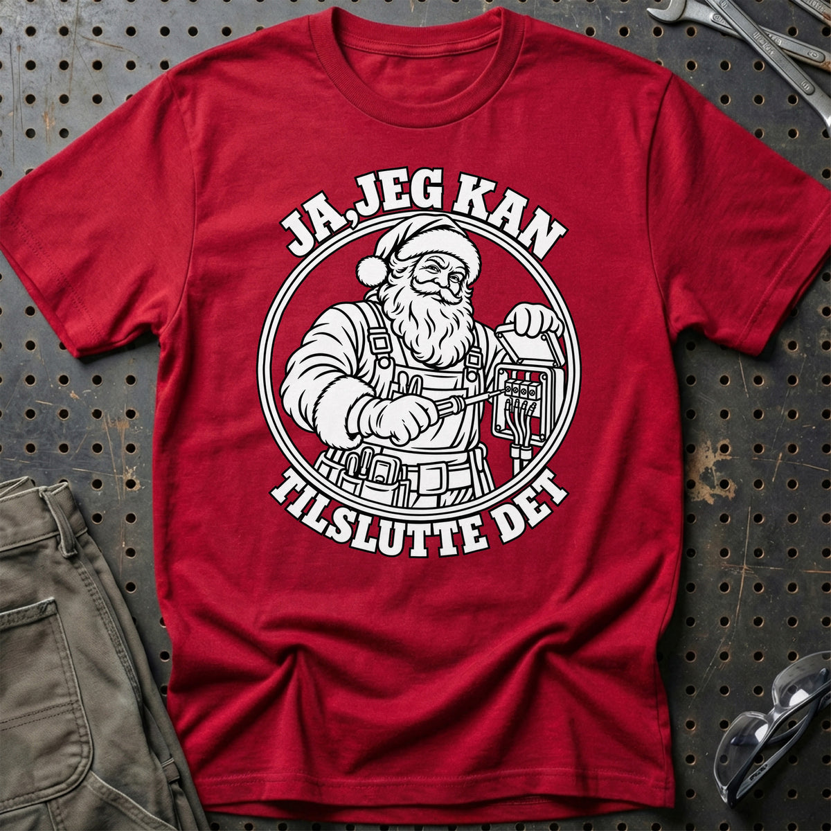 
Elektriker – Santa Kan Det – Jul T-Shirt – Rød