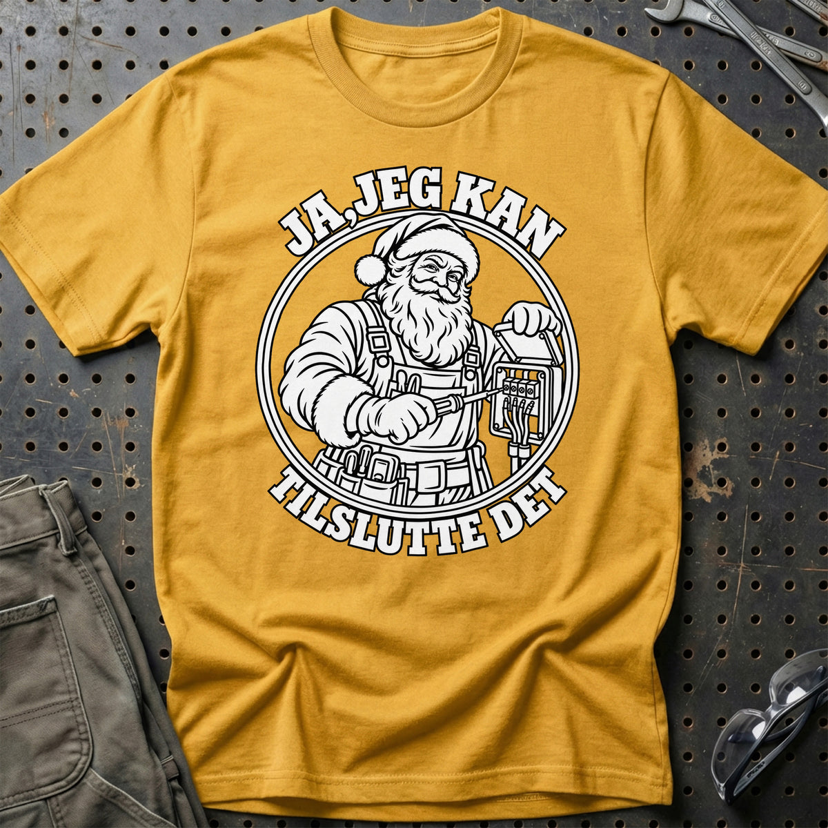 
Elektriker – Santa Kan Det – Jul T-Shirt – Guld