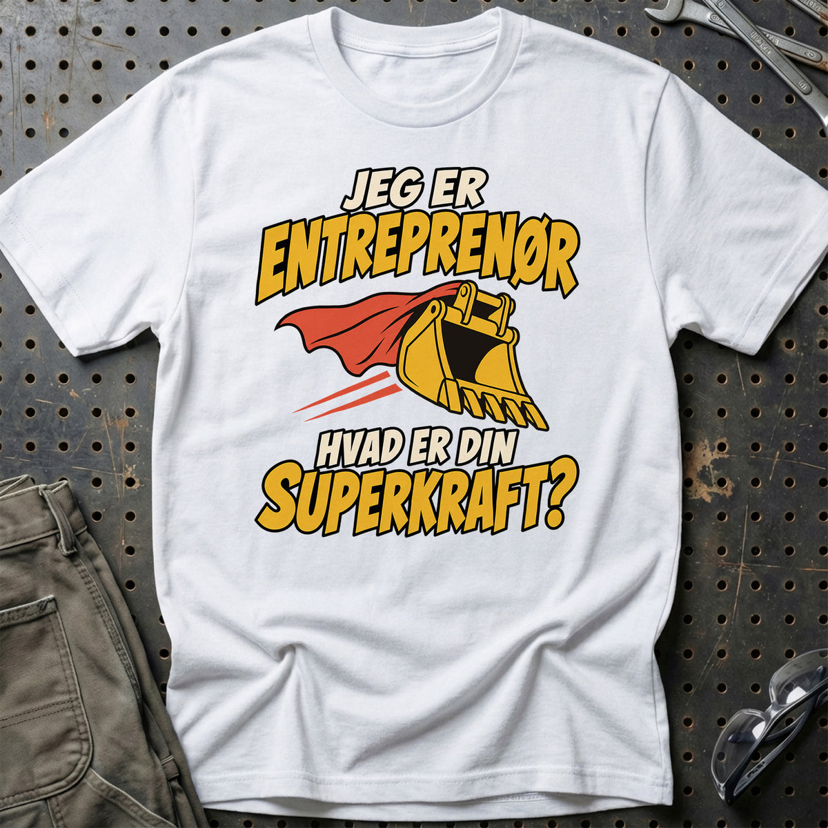 
Entreprenør – Hvad er din superkraft? – Unisex T-Shirt – Hvid