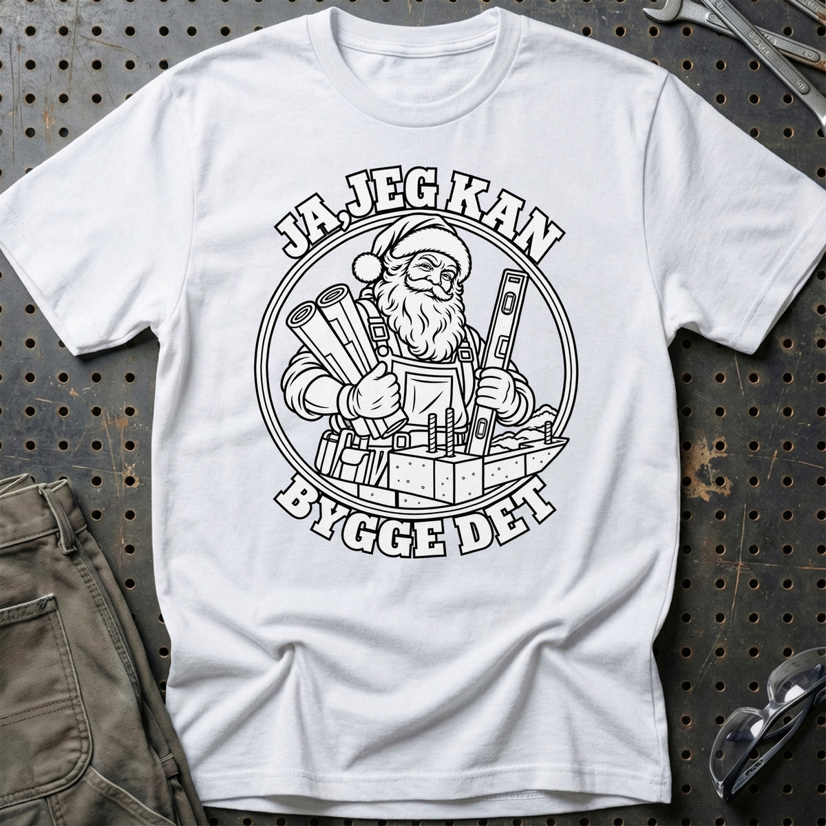 
Entreprenør – Santa Kan Det – Jul T-Shirt – Hvid