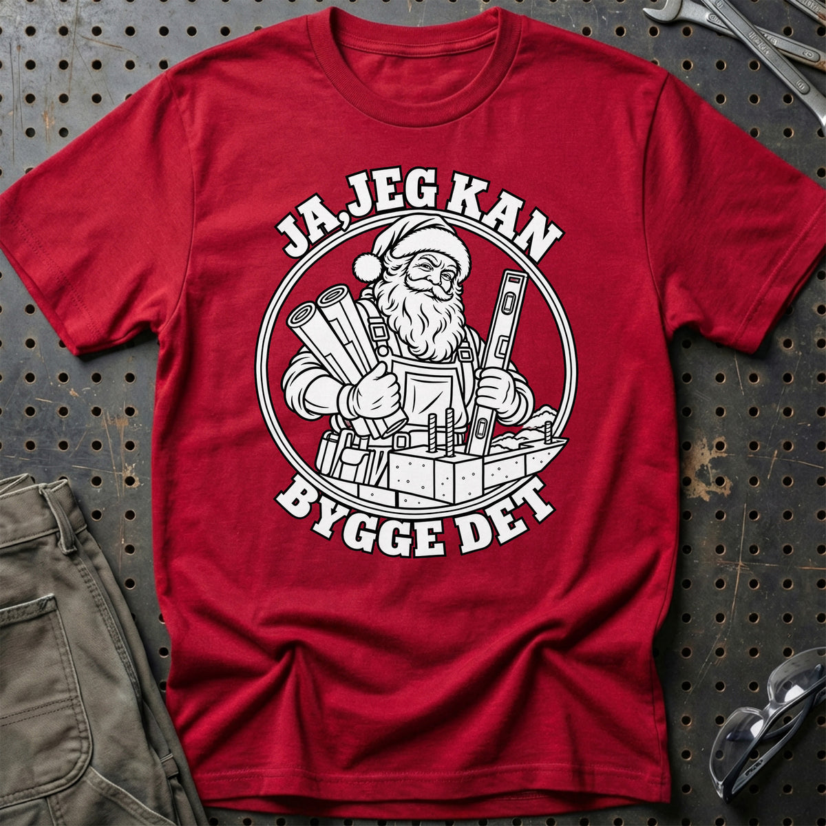 
Entreprenør – Santa Kan Det – Jul T-Shirt – Rød