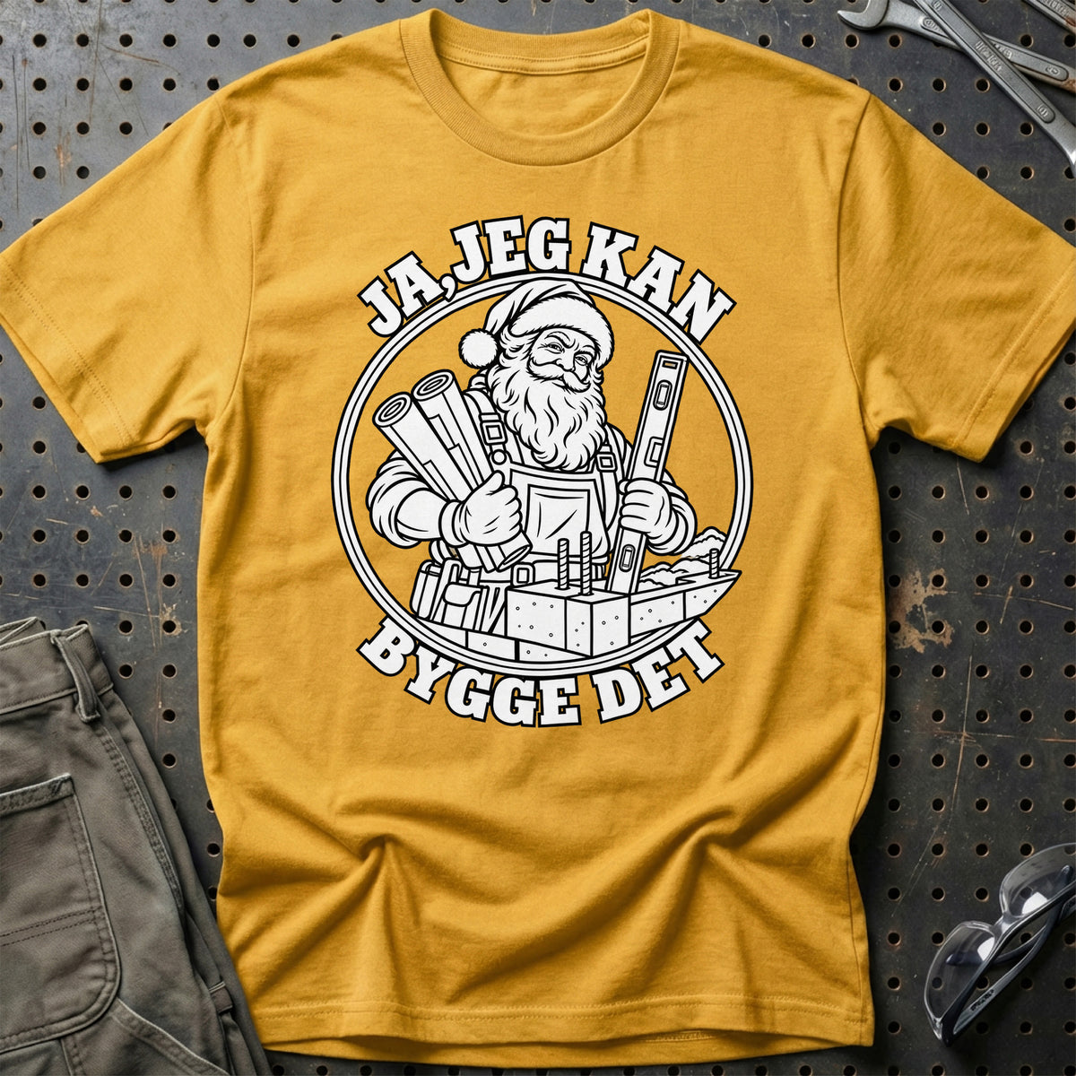 
Entreprenør – Santa Kan Det – Jul T-Shirt – Guld