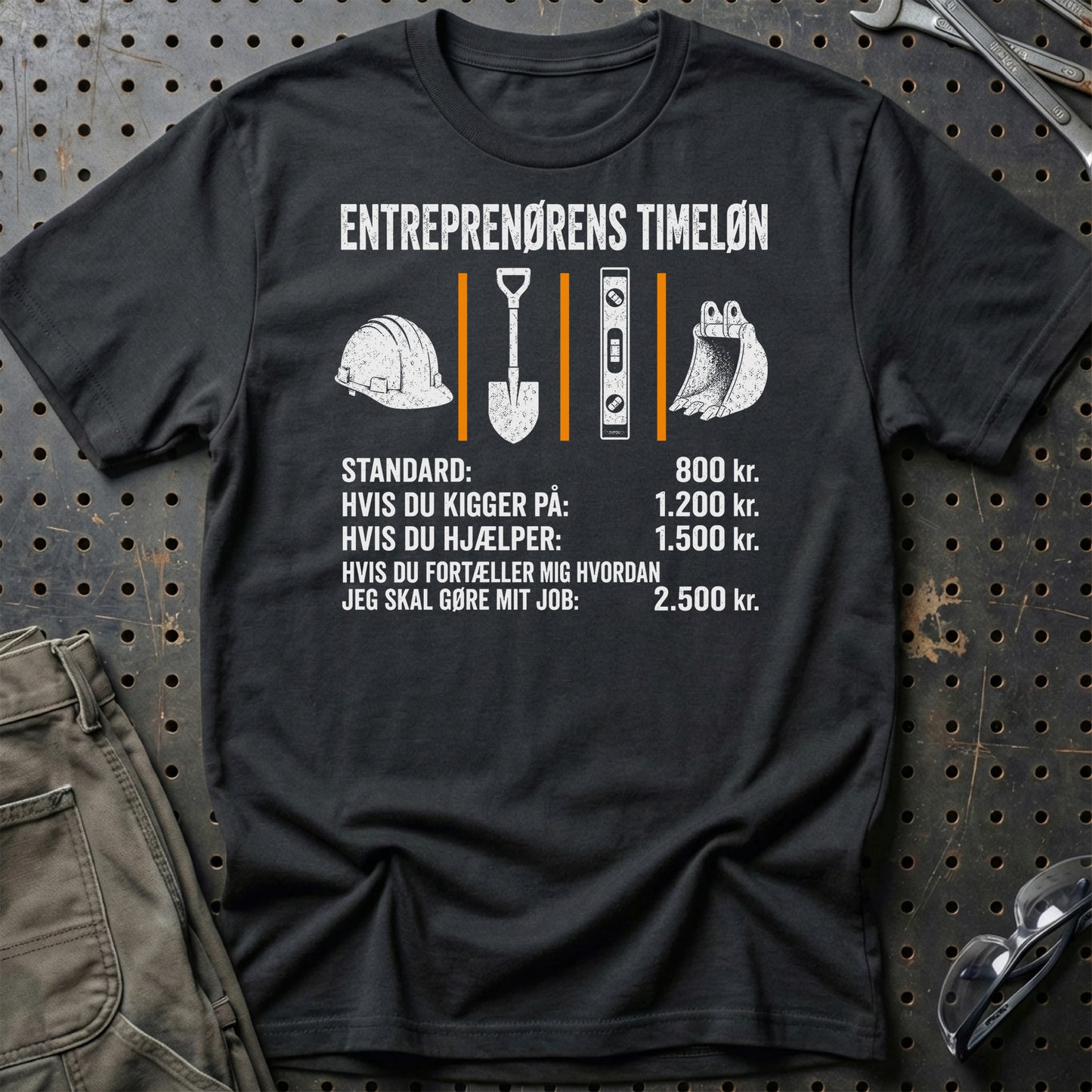 Entreprenørens Timeløn - Unisex T-Shirt , Bomuld