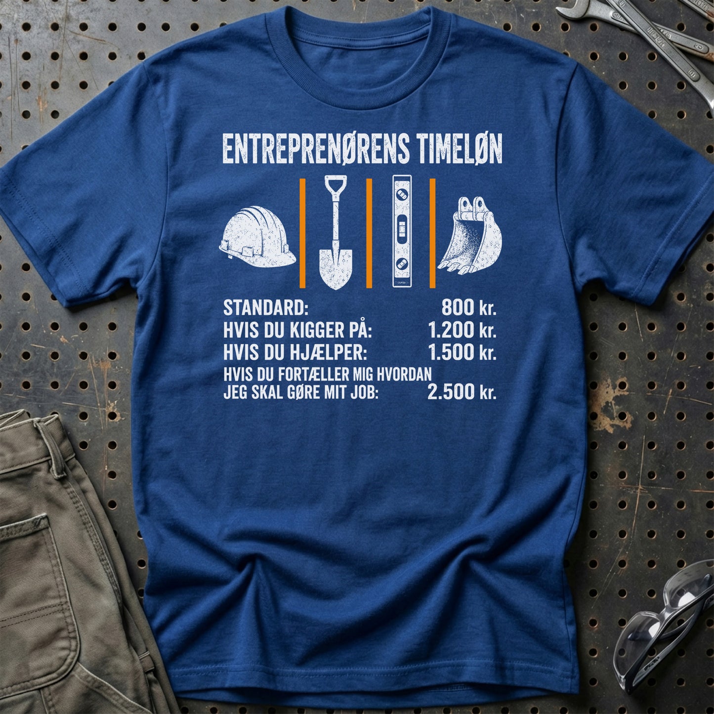 Entreprenørens Timeløn - Unisex T-Shirt , Bomuld