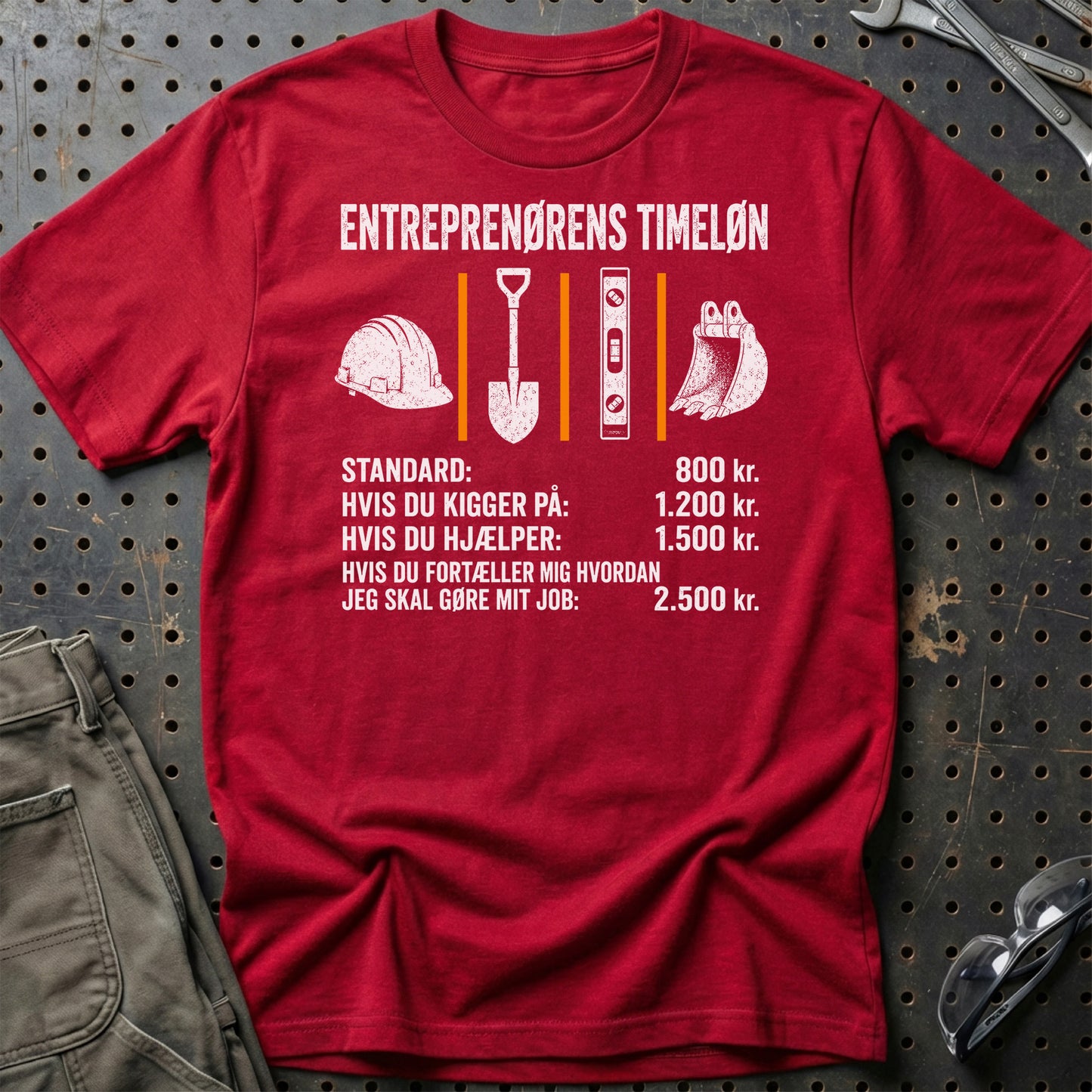 Entreprenørens Timeløn - Unisex T-Shirt , Bomuld