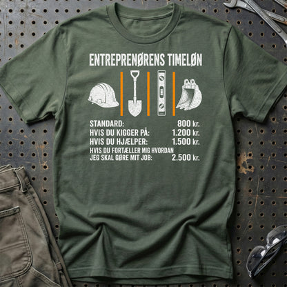 Entreprenørens Timeløn - Unisex T-Shirt , Bomuld