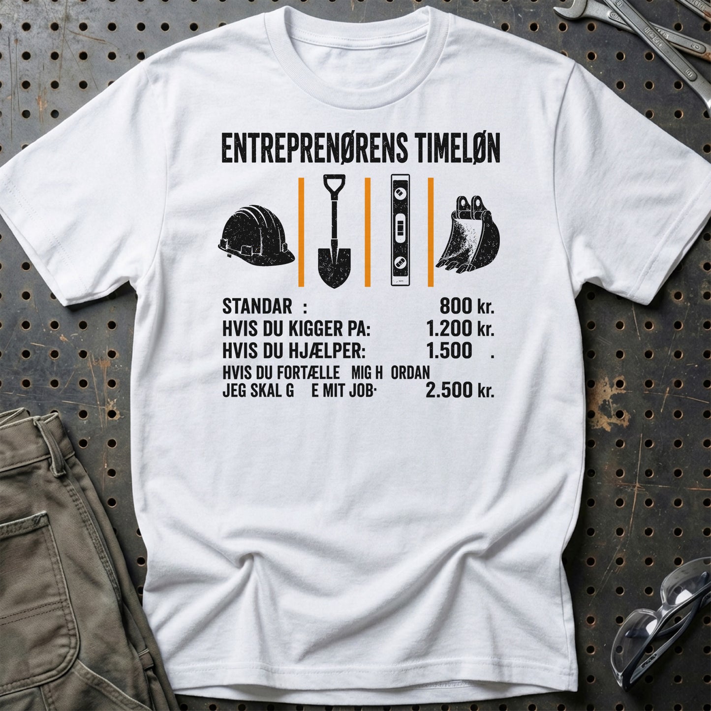 Entreprenørens Timeløn - Unisex T-Shirt , Bomuld